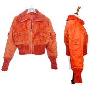 Rabbit fur zip up jacket